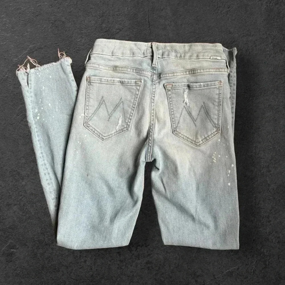 MOTHER The Looker Sacred Slit Ankle Jean in Nice Shot Paint splatter Frayed 24 - Picture 4 of 14